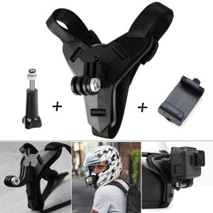 Helmet Chin Mount and Mobile Holder For Smartphone & Action Camera- Black & Blue