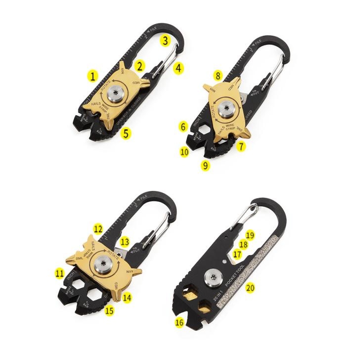 20 in 1 Multifunctional Wrench Kits Outdoor Emergency Survival Pocket EDC Tools Keychain Bottle Opener Nail Puller Screwdriver (3)