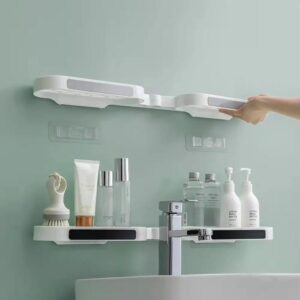 180 Degree Corner Rotating Wall-mounted Bathroom Organizer Storage Rack