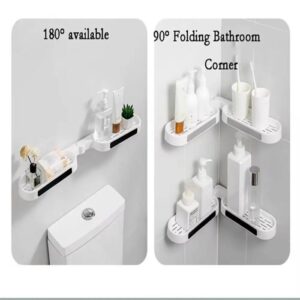 180 Degree Corner Rotating Wall-mounted Bathroom Organizer Storage Rack
