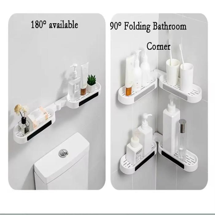 180 Degree Corner Rotating Wall-mounted Bathroom Organizer Storage Rack