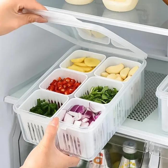 6-Grid Refrigerator Organizer Storage Box
